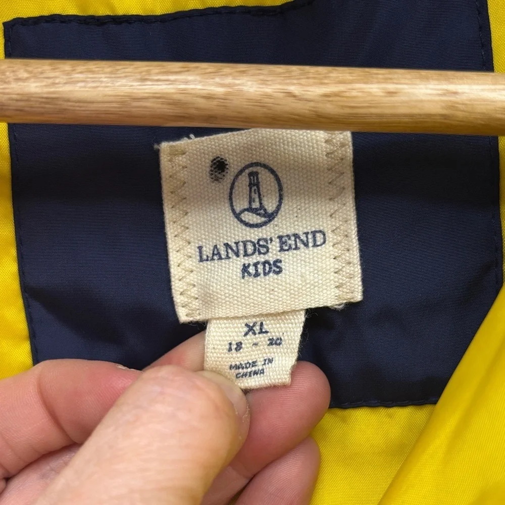 Lands' End Kids’ XL (18-24yo) Navy & Yellow Full Zip, Hooded Jacket